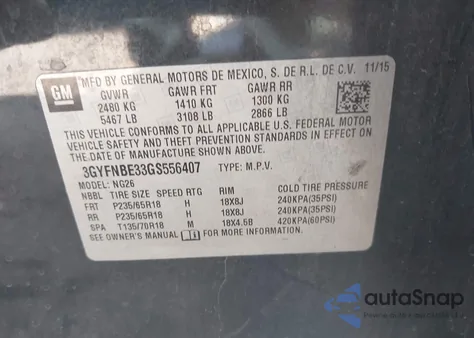 2016 Cadillac Srx Luxury Collection из США, поврежденный, VIN 3GYFNBE33GS556407